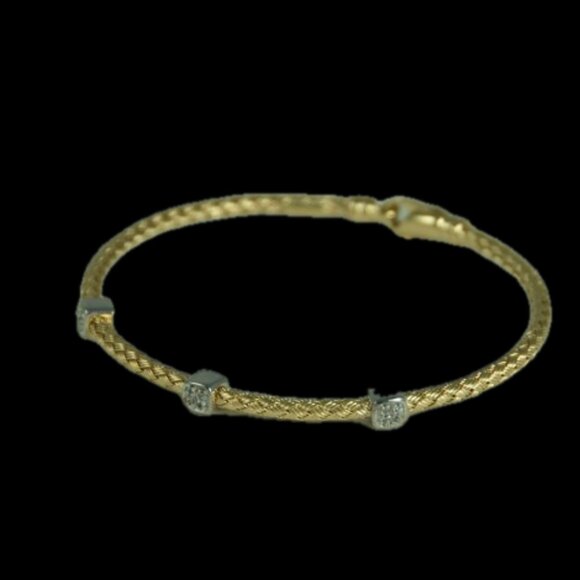 3 DIAMOND STATION BRAIDED BRACELET, ROSE GOLD, STERLING SILVER (.925) BASE - Picture 11 of 12